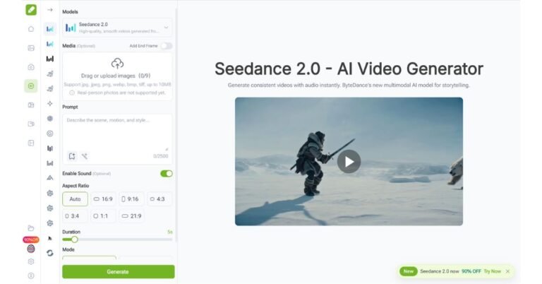Seedance 2.0 model page on VisualGPT